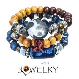 Men's 3-PC Stretch Blue Bracelet Set